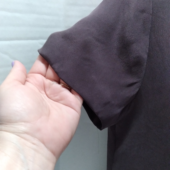 Chaus Petite Silk Women Soft Blouse Short sleeves Size P Brown Lightweight - Picture 8 of 8